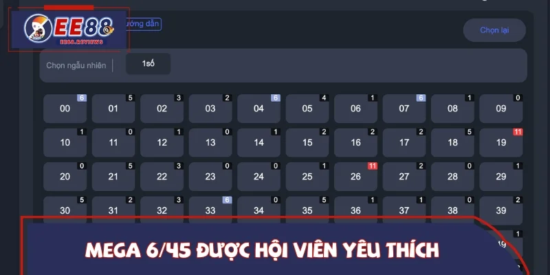 Mega 6/45 có lượt tham gia đứng top chuyên mục